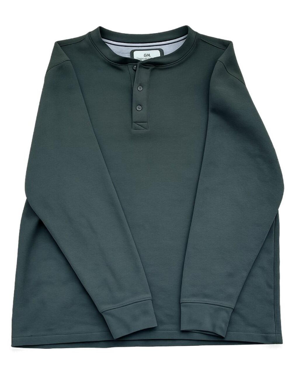 Thread & Cloth Long Sleeve Henley Top – Size Large – Dark Teal – Minimalist Esse